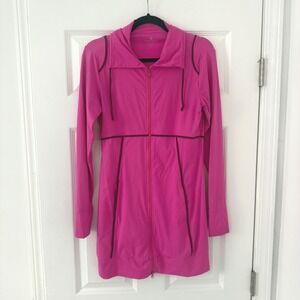 Athleta Spinnaker Hot Pink Jacket S Pockets Athletic Full Zip Galinda Wicked Run